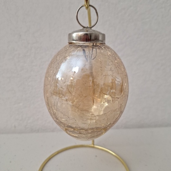 The Unbranded Brand Other - Vintage Kugle Style Mercury Crackle Glass Ball Christmas Gold Ornament 4", Heavy